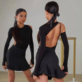 Backless Long Sleeve Latin Bodysuit